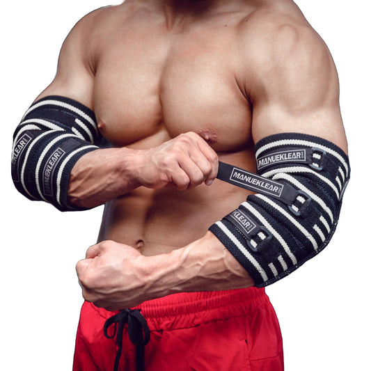 MANUEKLEAR Elbow Sleeves for Weightlifting, Adjustable Elbow Wraps for Weightlifting (XL(12.5"-14.5""))"