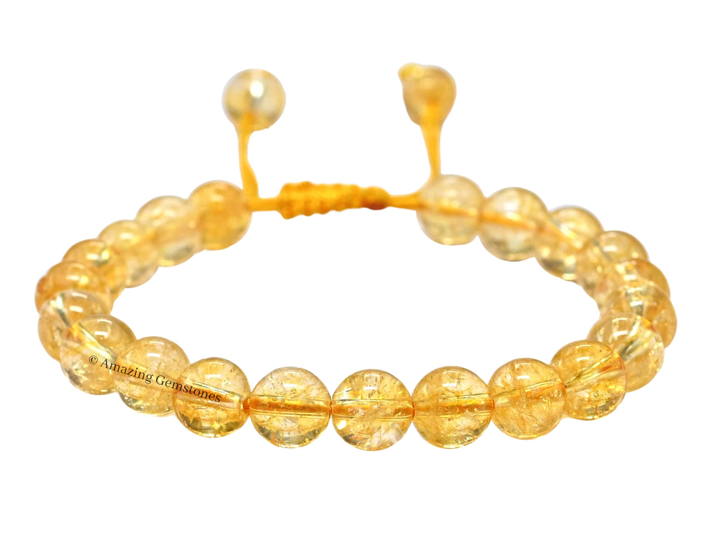 Amazing Gemstone Citrine Bracelet, Gifts For Men & Women - Protection Healing Crystal Bracelet - 8mm Gemstone Beaded Adjustable Bracelet, Pulseras Para Hombres Mujer Stocking Stuffers (Citrine Onyx)