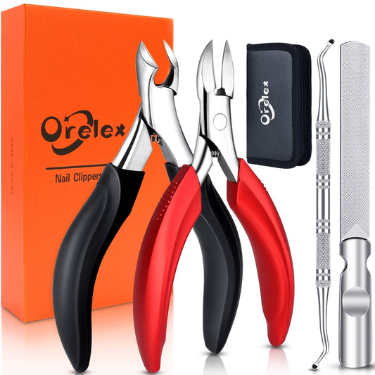 Orelex Toenail Clippers for Seniors Thick Toenails, Toe Nail Clippers Adult Long Handle for Men, Sharp Professional Heavy Duty Ingrown Toenail Tool for Men Women Elderly