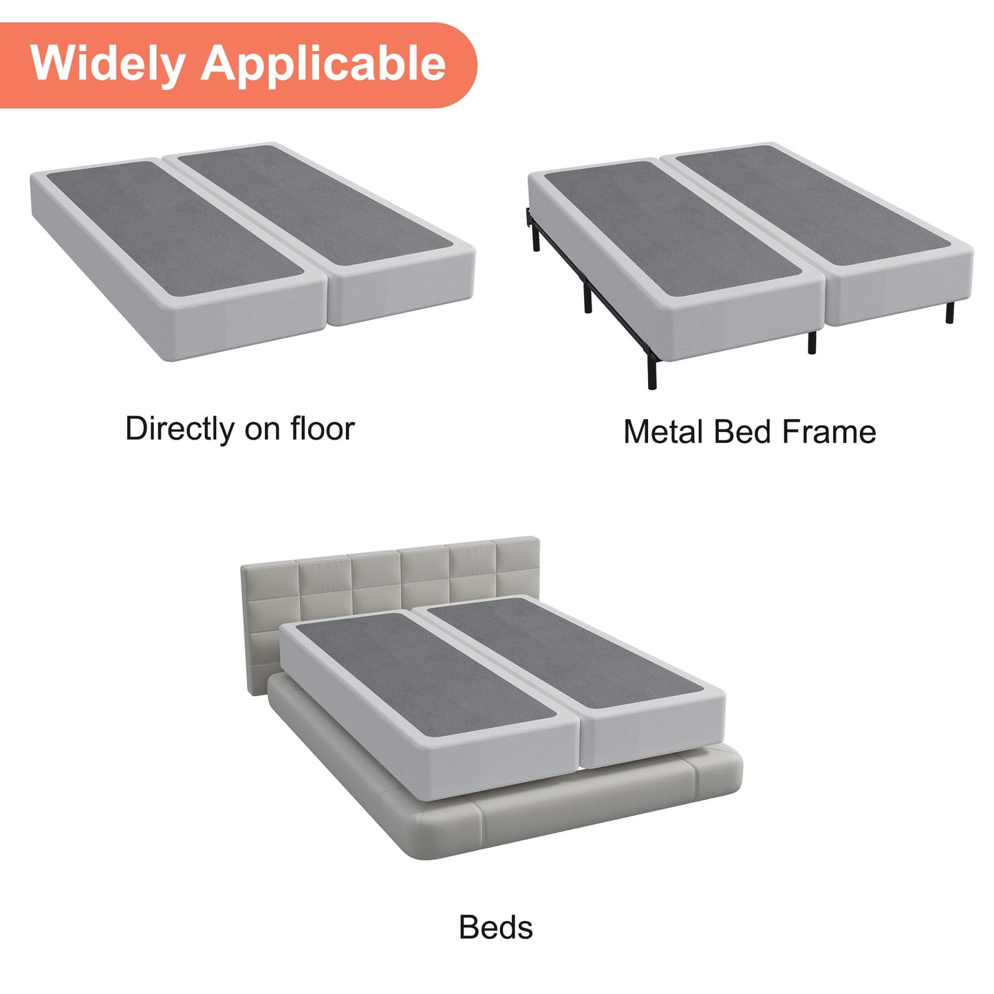 Yicensen Split California King Box Spring 5 Inch, Low Profile Heavy Duty Metal Box Spring Cal King Size with Fabric Cover, Noise-Free, Quick Assembly