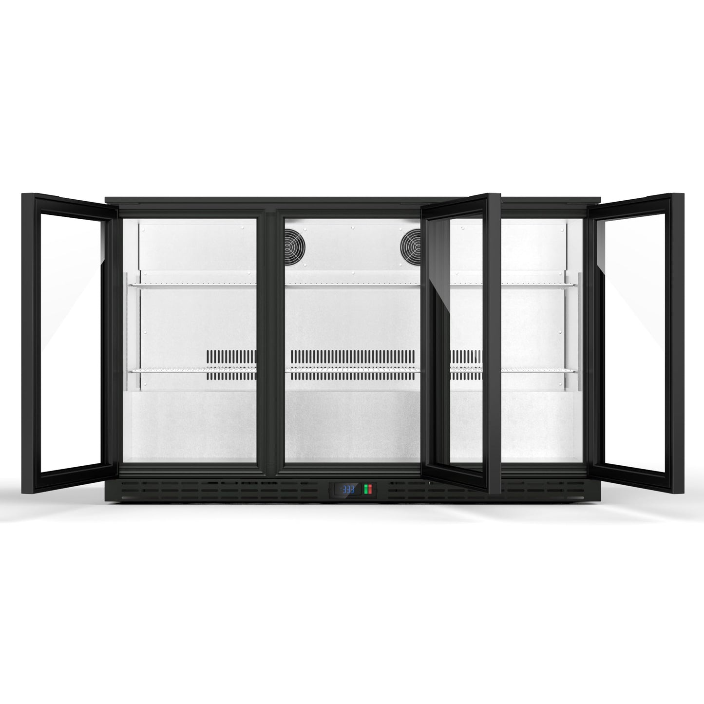 Coolake 53" Back Bar Cooler with 3 Glass Doors, 11.7 cu.ft Commercial Under Counter Height Beverage Refrigerator, Stainless Steel Beer Fridge with LED Lighting for Soda Drinks, Beer, Wine