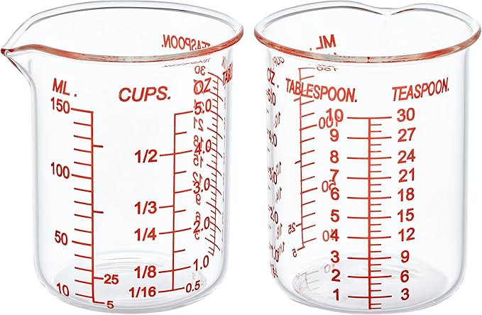 High Borosilicate Glass Measuring Cup-V-Shaped Spoutï¼Glass Measuring Beaker for Kitchen or Restaurant, Easy to Read, 150 ML (5 Oz)-Pack of 2