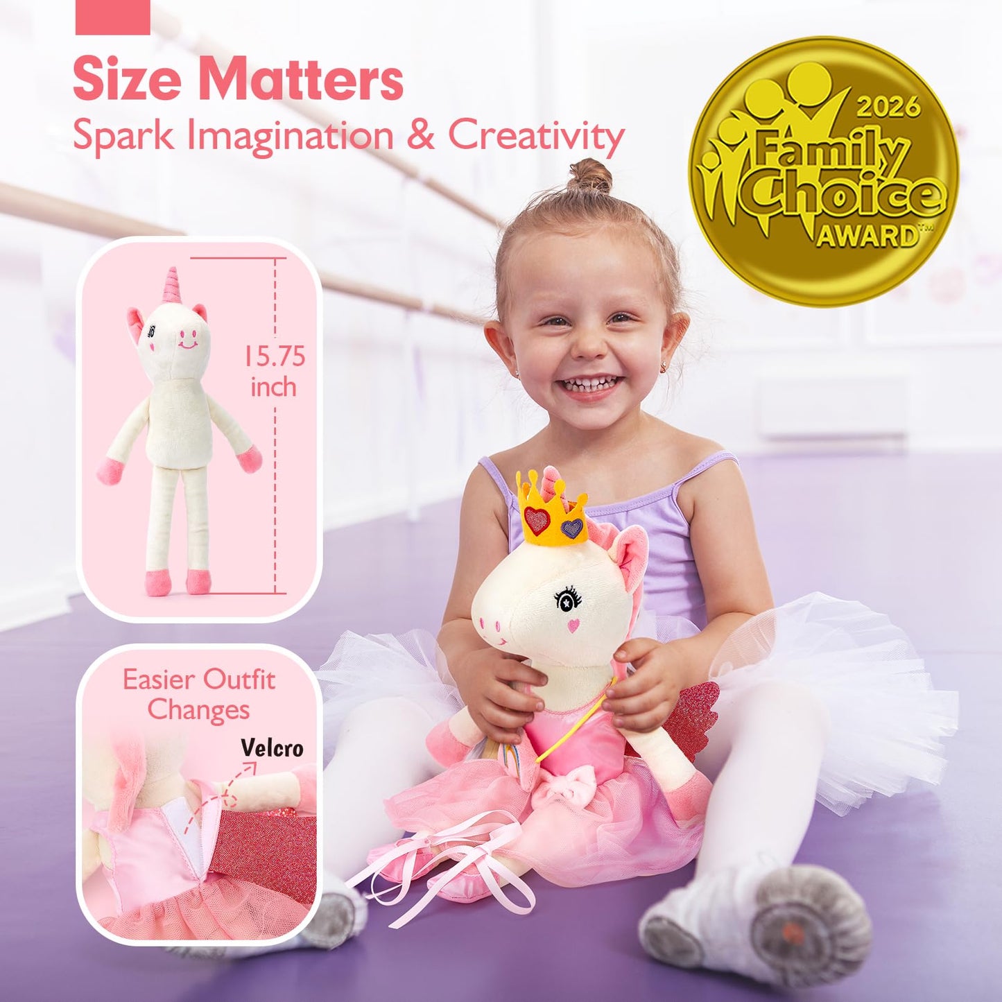 Unicorns Toys for Girls Age 4-6 Ballerina Doll Stuffed Animal Girl Toys Age 4-5 Ballet Dress up Doll with Plush Bag 4 Year Old Girl Birthday Gifts 5 Year Old Girls Dance Recital Gifts, Graduation Gift