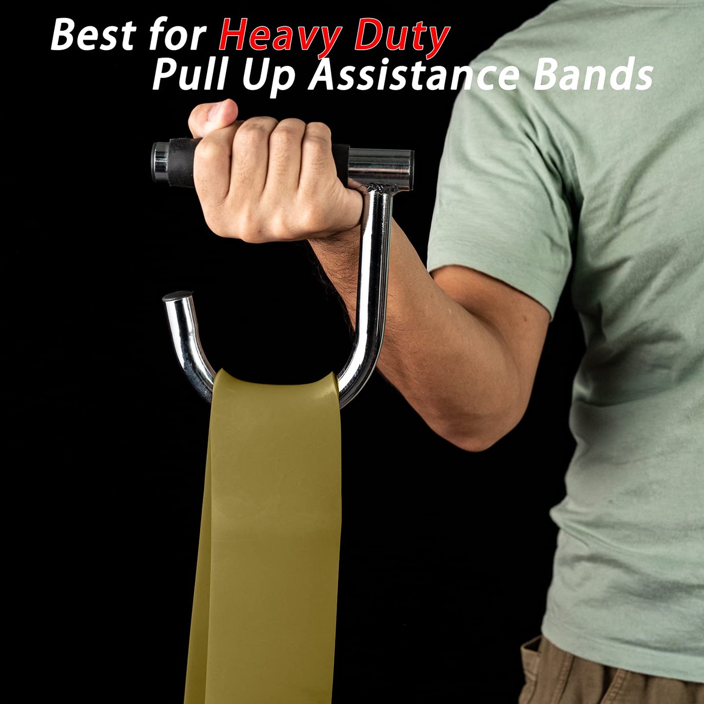 ACBEE Upgrated Pull Up Assistance Resistance Bands Handles, Unique Steel Stretch Elastic Exercises Band Attachment Handles with Rubber for Pull-up Bars Workouts Home Gym (Rubber Metal Handles)