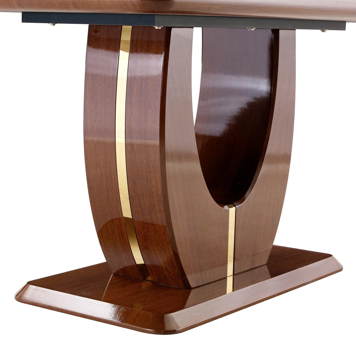 JUFU Modern Dining Table Set for 6, 63'' Kitchen Table Set with Faux Marble Tabletop and 4 PU Leather Upholstered 0501 Brown Chairs, Dinner Table Set for 6, Ideal for Dining Room and Kitchen