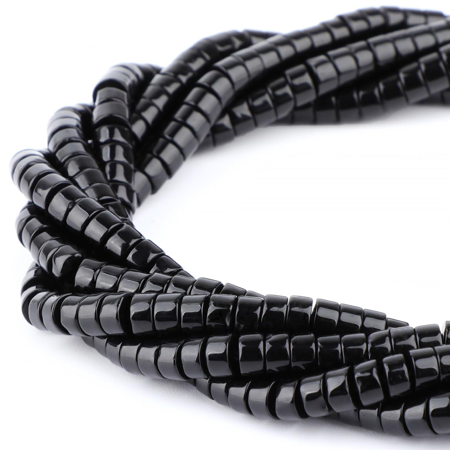 Natural Black Obsidian Heishi Spacer Beads Loose Semi Precious Flat Round Gemstone Disc Shape Stone for Beading Jewelry Making 4x2mm 15.5"