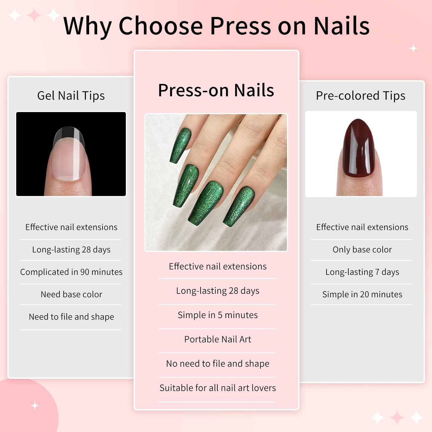 Dark Green Cat Eyes Press On Nails,12 Sizes - 24 Pcs Soft Gel Green Medium Coffin Fake Nails Kit with Nail Glue, Natural Reusable Stick On False Nails for Women and Girls SK0998