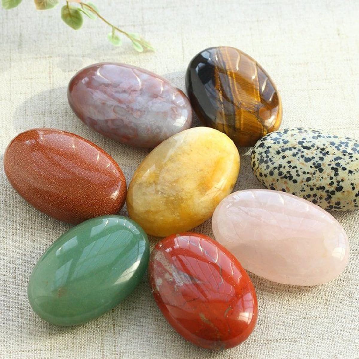 Erliway Natural Topaz Palm Stone Crystal, 2"-2.3" Large Healing Pocket Worry Stone, Polished Crystals and Healing Stones for Anxiety Stress Relief Therapy