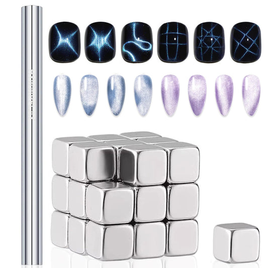 HYWWPFLAY 2Pcs/Set Cat Eye Nail Magnet Tool Square Magnet Stick Multi-Function Cat Eye Gel Nail Polish Magnetic Wand Cat Eye Nail Magnetic Magnet for Nails Salon Accessories