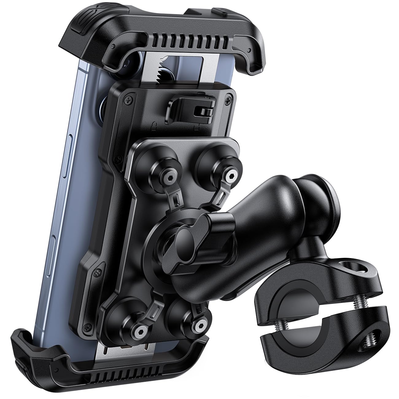 Lamicall Motorcycle Phone Mount Holder - [Dual Vibration Dampener] [Metal Adjustment Arm] Motorcycle Cell Phone Holder, Bike Handlebar Phone Mount, Gifts for iPhone 16 15 14 Pro Max, 4.7-6.7" Phones