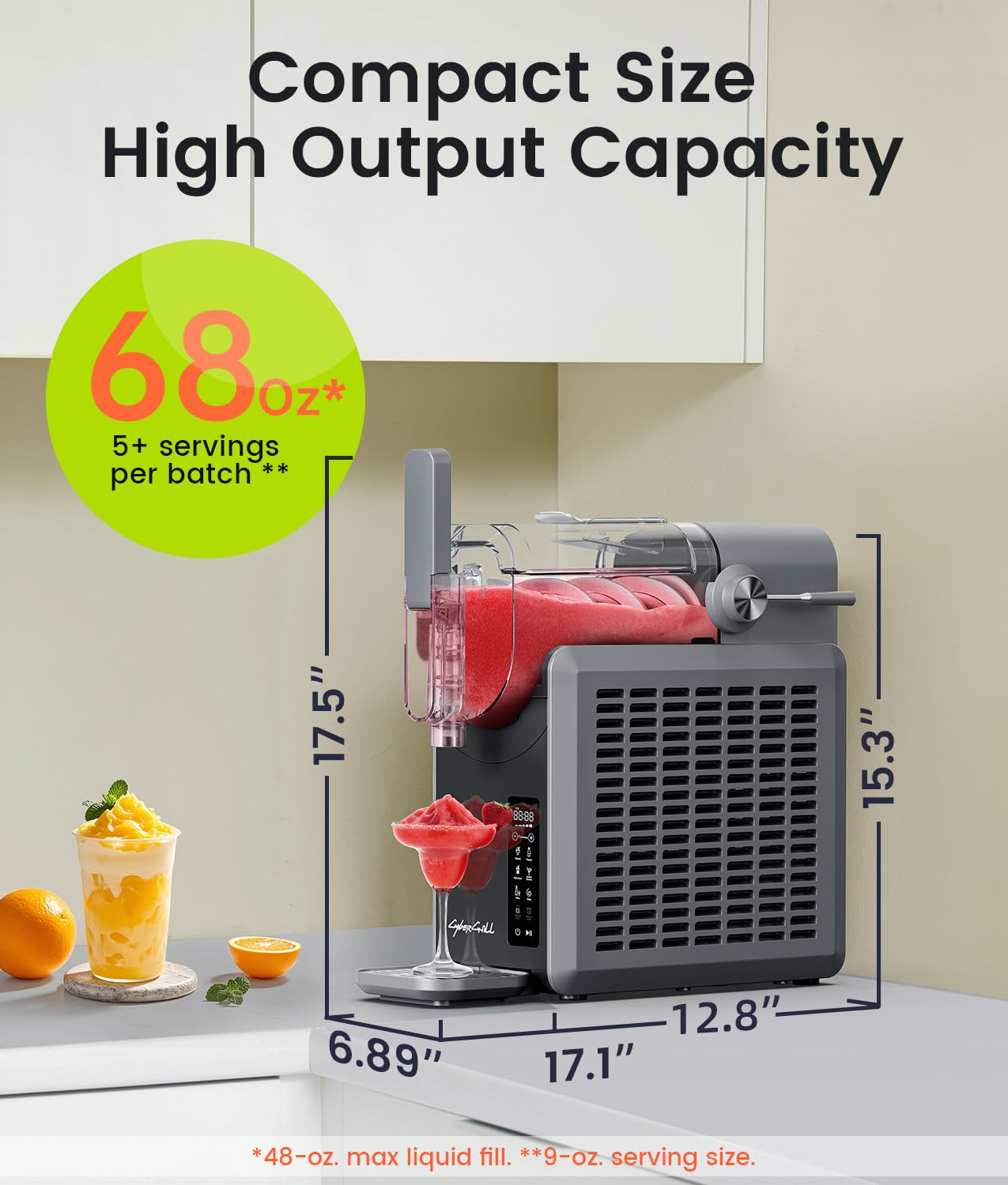 CyberChill Slushie Machine, Slushy Machine for Home with LED Display - 5 Preset Programs & 24H Delay Start&Freshness, No Ice Needed Frozen Drink Maker for Frozen Margaritas, Frappés & Ice Cream