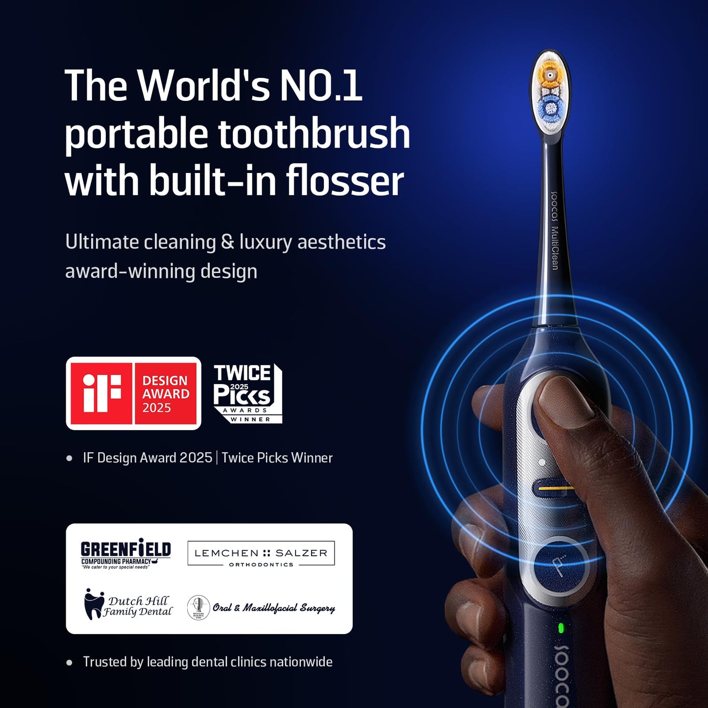 Soocas NEOS II - Electric Toothbrush with Water Flosser, Sonic Electric Toothbrush for Adults, Cordless Water Flosser for Travel, Portable Oral Irrigator, Up to 100% Plaque Removal, Dark Violet