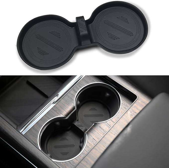 for Tesla Model 3 Y S X Cup Coasters - Model Y 2025 2026, Model 3 2024 2025 2026, Model S/X 2022-2025 Non-Slip Cup Holder Insert Mat Silicone Coasters Interior Accessories for Model 3/Y/S/X