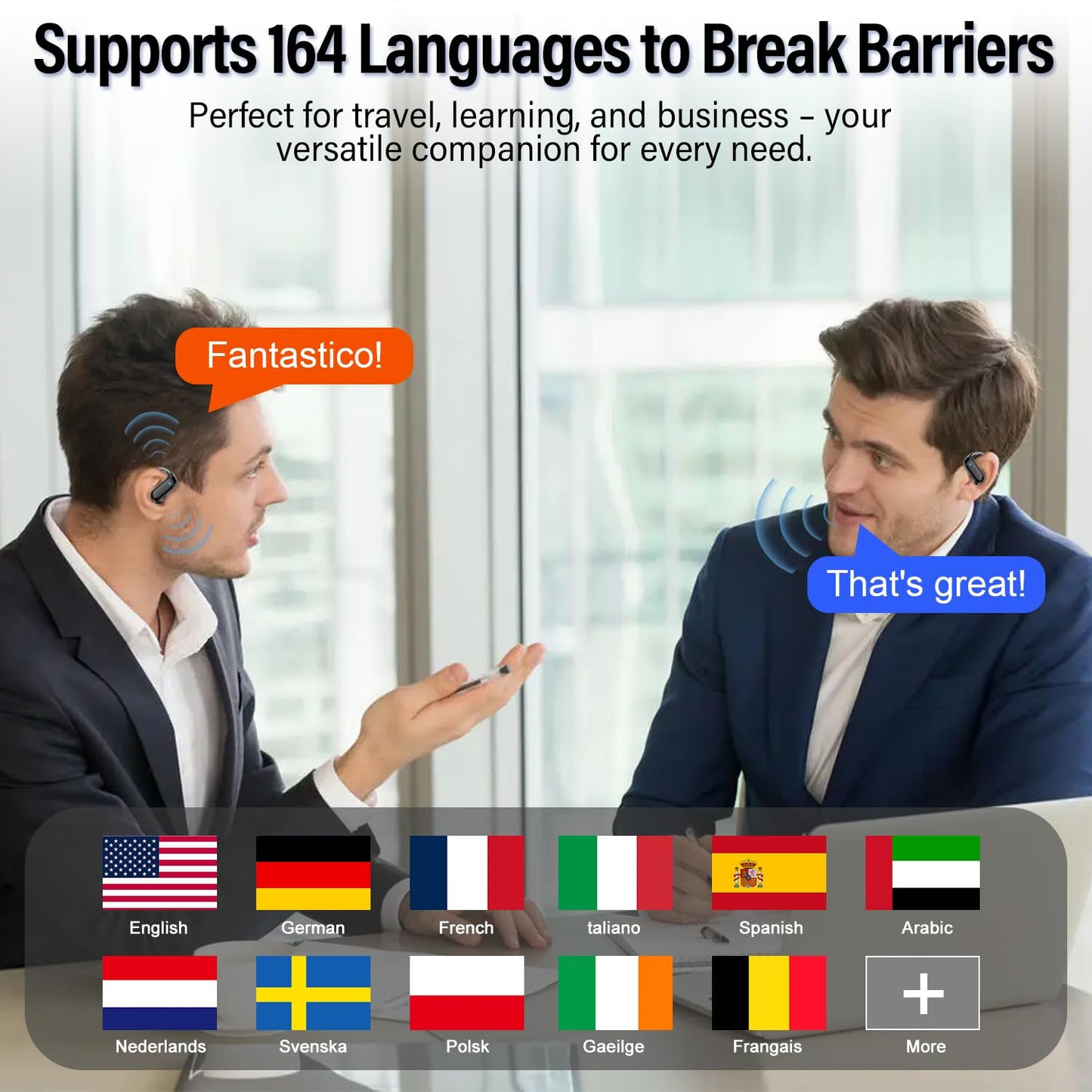 Ai Translation Earbuds Real Time,3-in-1 Buletooth 5.4 Translator Earbuds with 164 Languages/6 Translation Modes,No Subscription Required Translatior Headphones,32H Audifonos Traductores Inglés Español