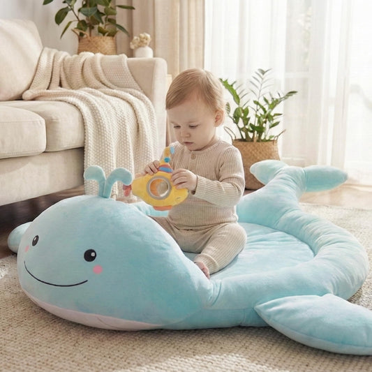 BubblinHome Baby Play Mat, Whale Tummy Time Mat with Toys, Baby Activity Gym for Infants 0–12 Months Sensory Floor Mat for Boys & Girls