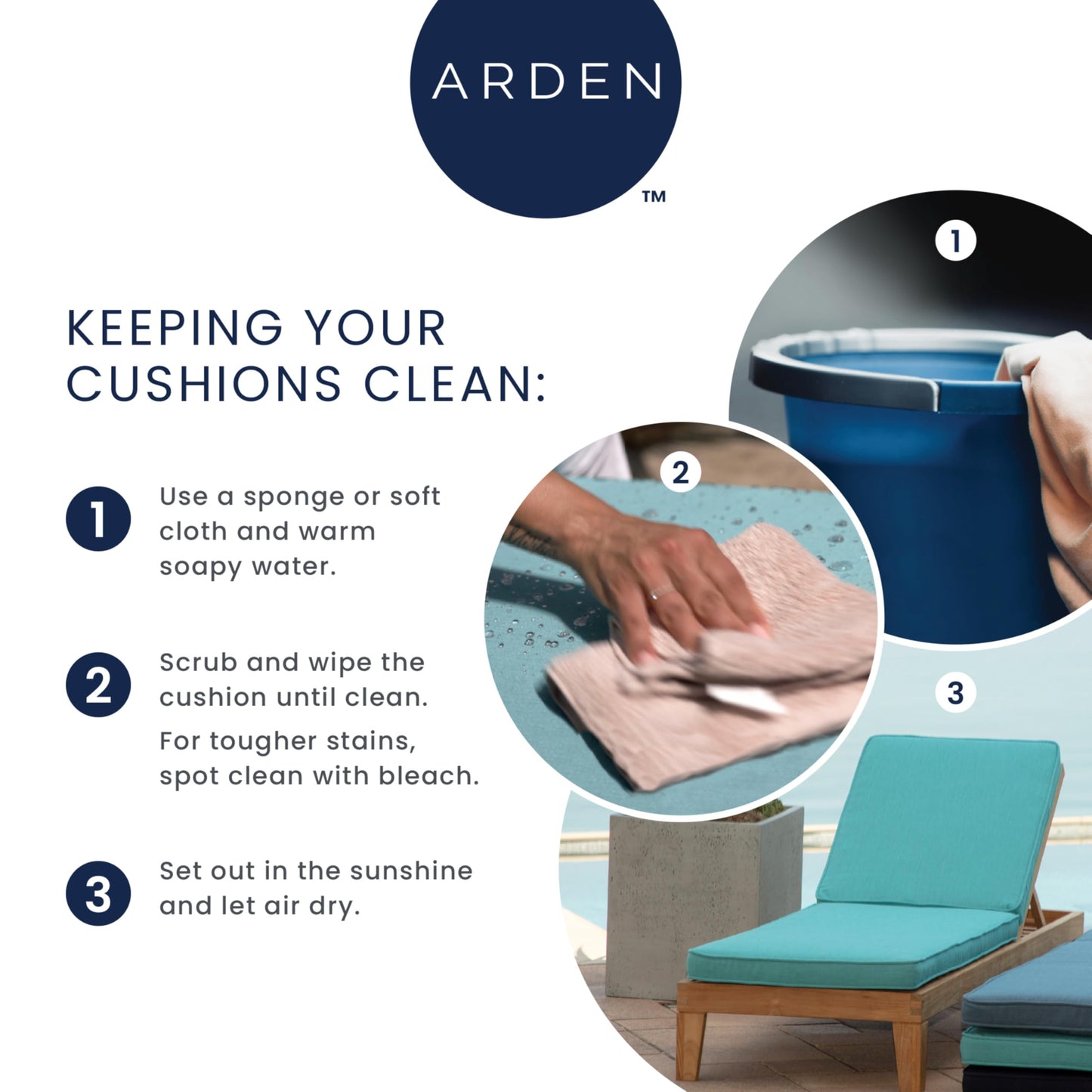 Arden Outdoor Deep Seat Cushion Set (2-Pack), 22 in x 24 in, Weather-Proof, Rain-Proof, Fade Resistant Patio Cushion for Chair, Sofa, and Couch Lake Blue Leala