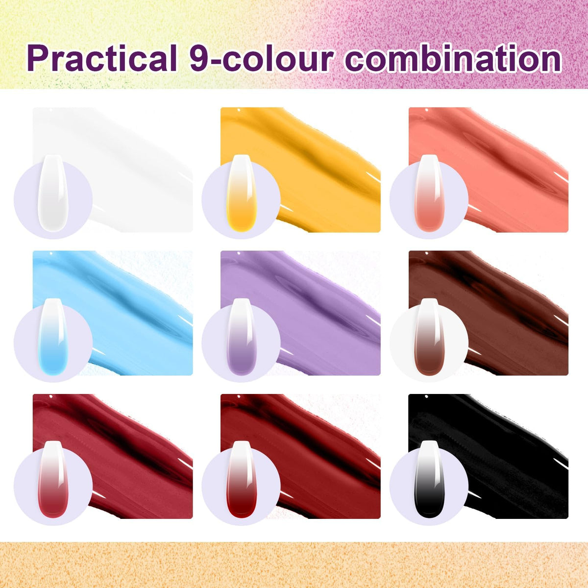 U-Shinein Gradient Painting Gel, 9 Colors Ombre Gel Nail Polish with Dark Red Light Blue Black&White Sponging for Pigment Pat Aura Nails French Manicure Soak Off UV Victorian Oddity