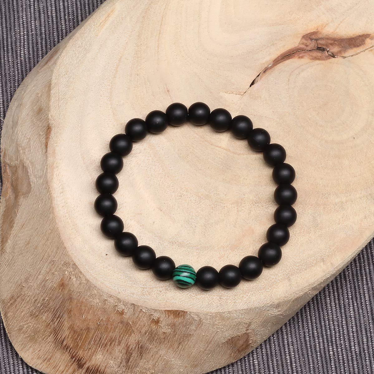 MengPa Mens Beaded Bracelets Couples Matching Bracelet Set Matte Beads for Women Stone Jewelry (Malachite) US3691