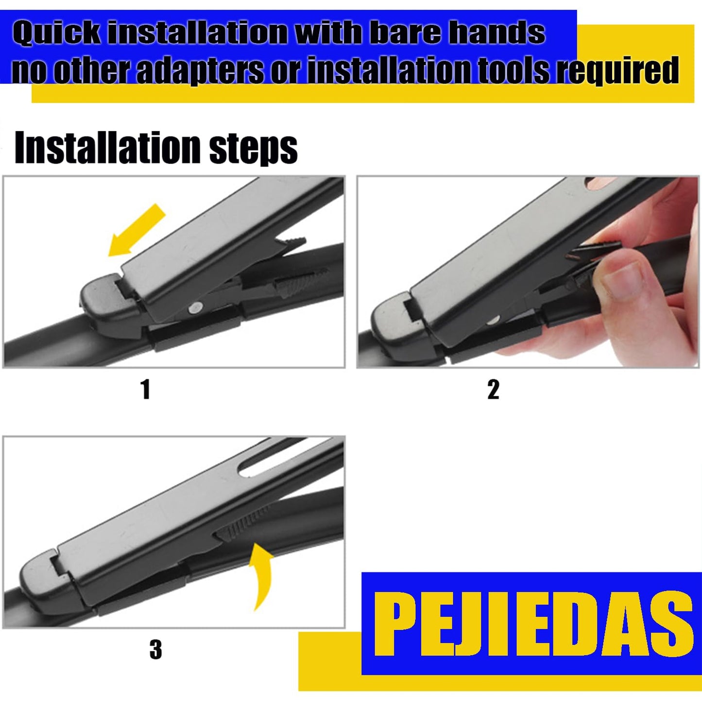 PEJIEDAS 3 x OEM Wiper Blades, Replacement Wiper Blades for Ford C-Max 2013-2018, (28“ & 26” Front Wipers + 12” Rear Wiper Blades)