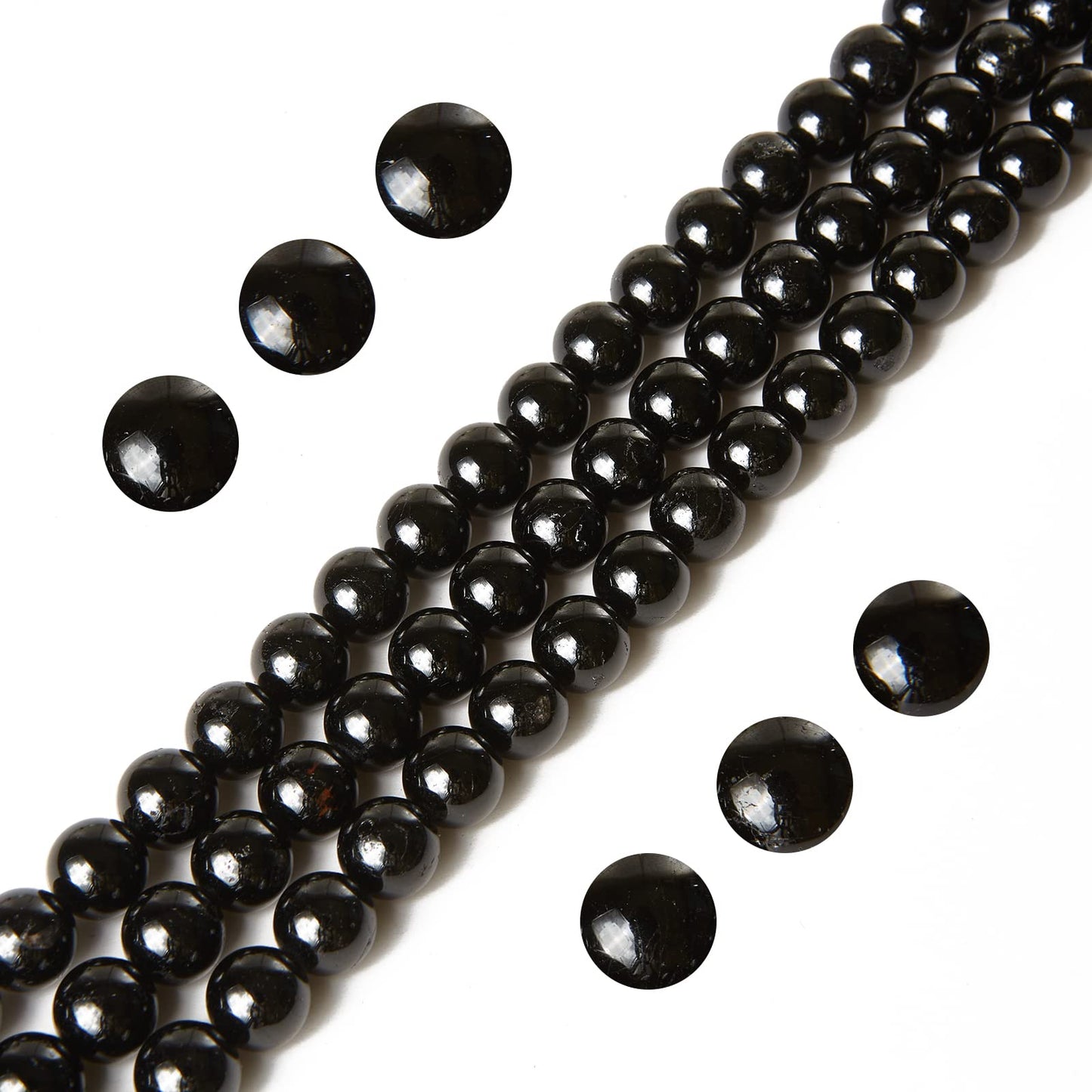 35pcs 10mm Black Tourmaline Beads Natural Gemstone Beads Round Loose Beads for Jewelry Making