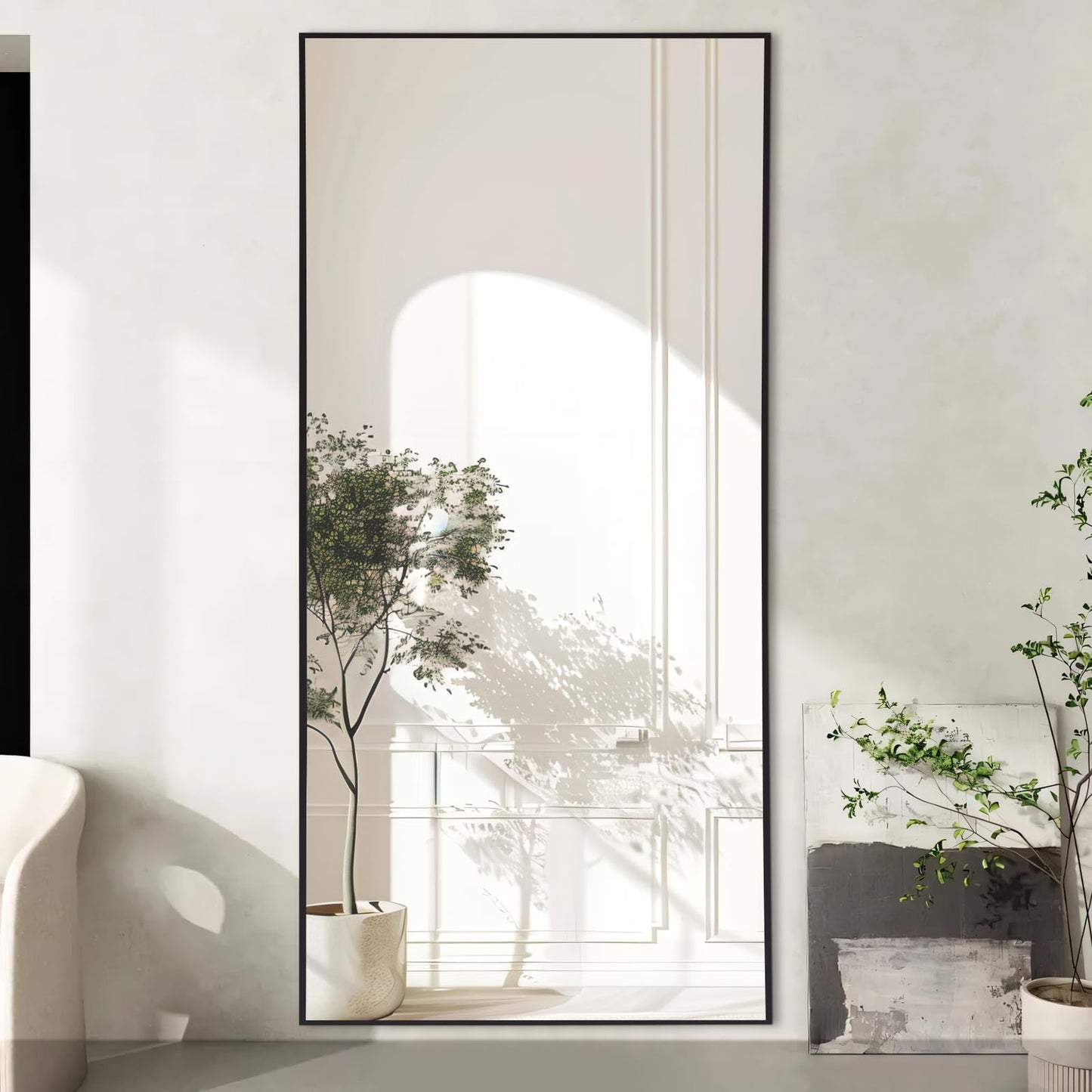 MELOMOIR 76"x34" Large Mirror Full Length, Oversized Floor Mirror Full Length for Bedroom Living Room Cloakroom Gym, Hanging Standing or Leaning Full Body Mirror with Stand, Black Aluminum Alloy Frame