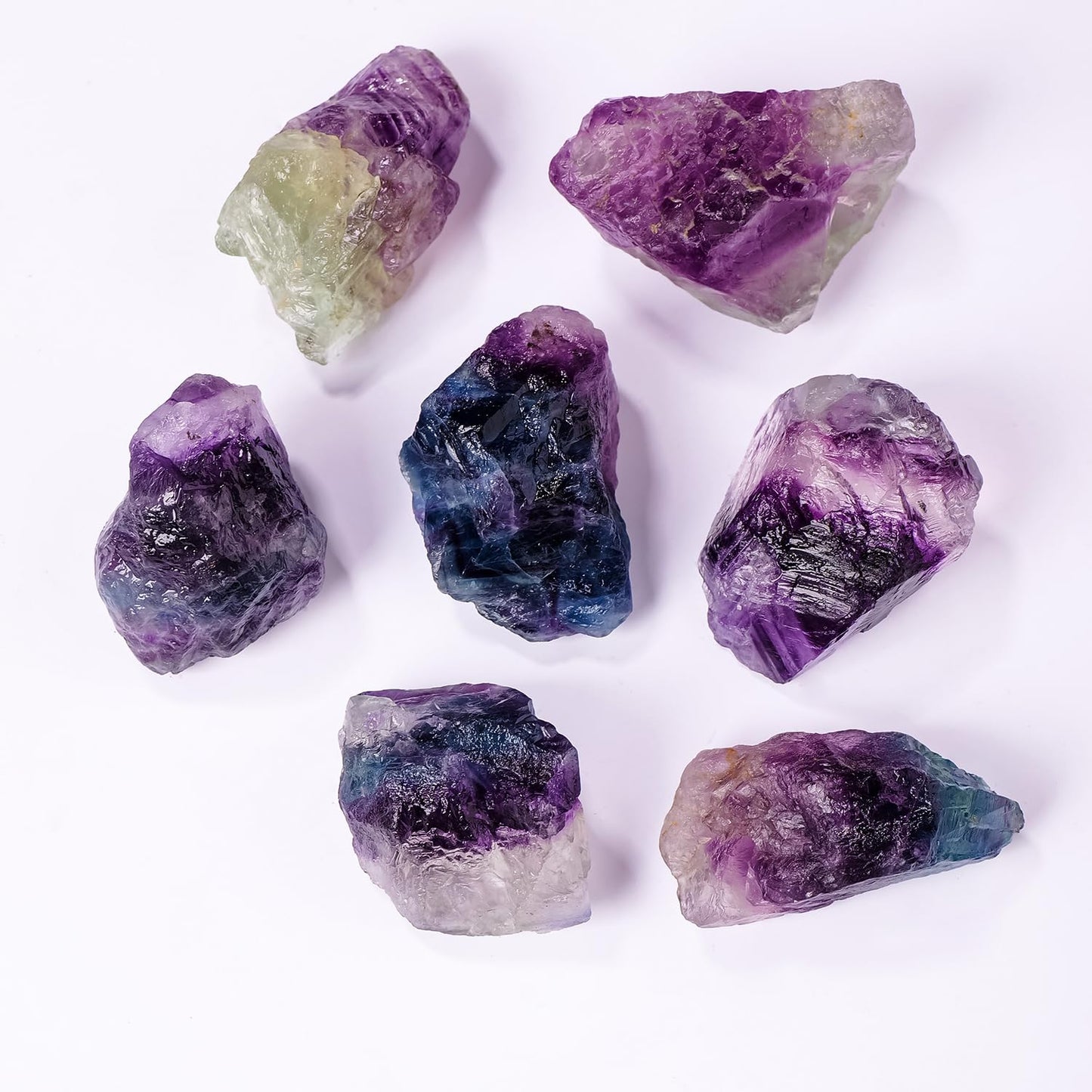 Apengshi 1.2-2'' Rainbow Fluorite Raw Stone Natural Crystal Healing Crystal and Stone Rough Rocks for Fountain Home Garden Decor Meditation