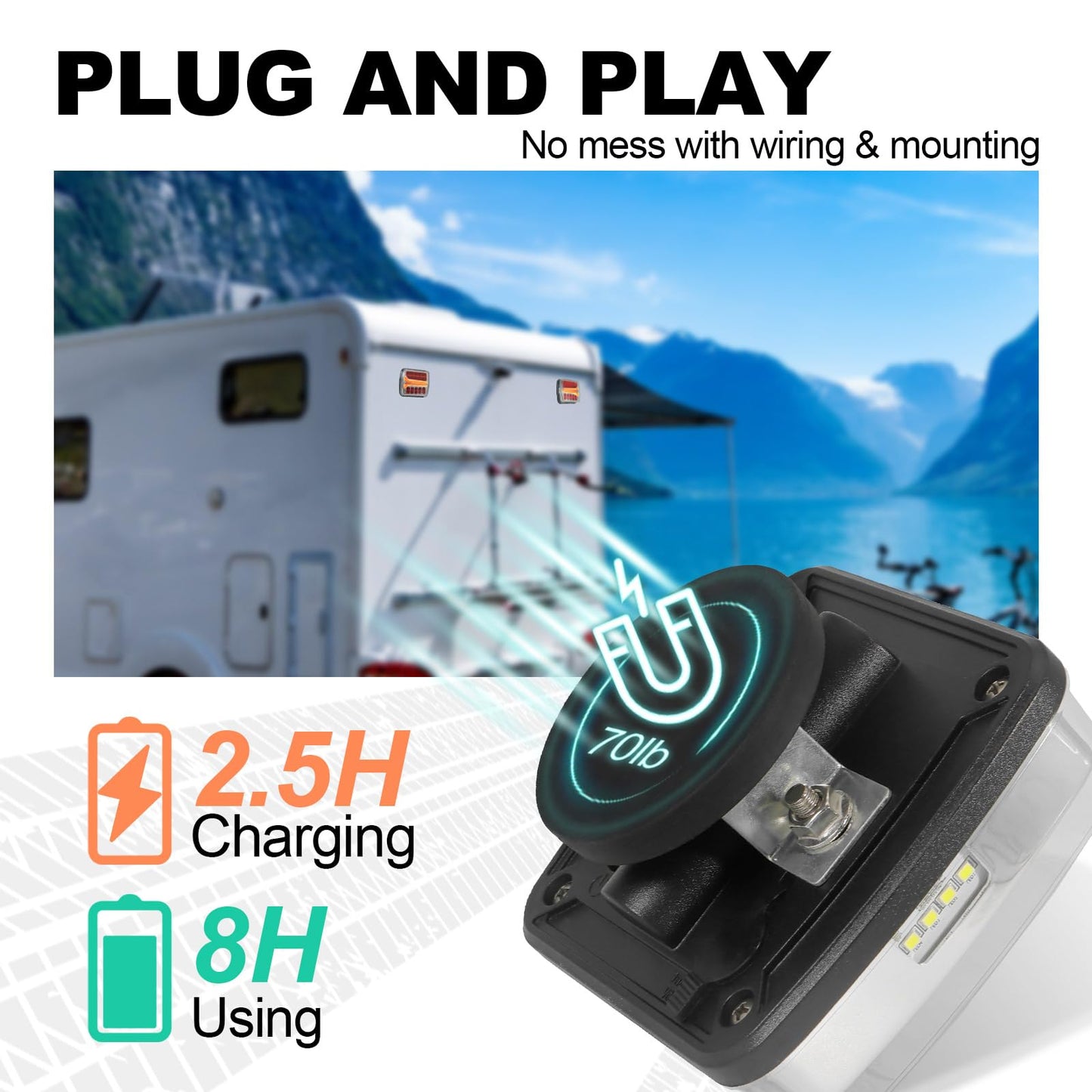 NeaLia Magnetic Wireless Trailer Lights, Rechargeable LED Trailer Light for Towing Truck, Waterproof Tail Tow Lights Kit for RV Camper Boat Caravan, Portable Turn Signal Brake Running Stop Amber