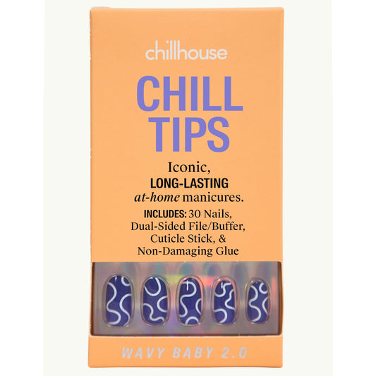 Chillhouse - Chill Tips, Press on Nails Kit - Wavy Baby 2.0 (Oval) - 30 Nail Shapes & Sizes - Up to 2 Weeks of Wear - Customizable Fit - Reusable - Latina Founded & Women Owned - Beauty & Self Care