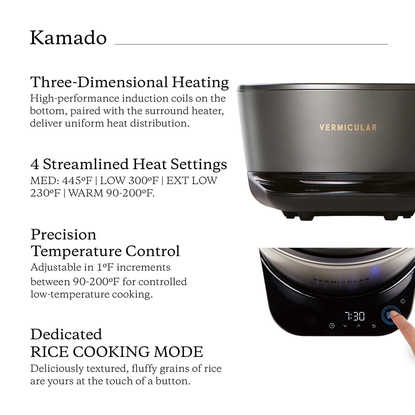 Vermicular Musui–Kamado (RICEPOT) | Cast Iron Induction Cooker | Precision Multicooker | Japanese Rice Cooker | Slow Cooker | Non-Toxic Enameled Cast Iron Pot | Charcoal | US Model (120V)