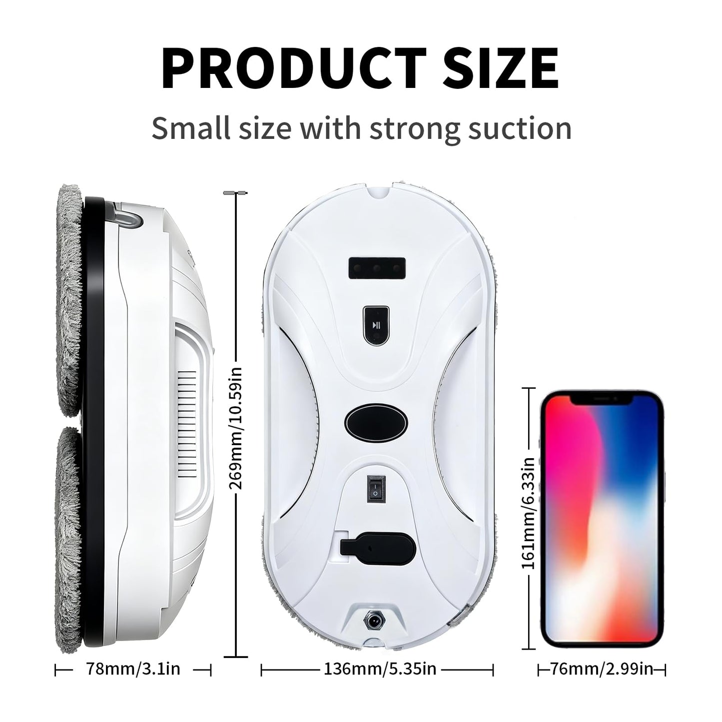 Patiixie Automatic Window Cleaning Robot, Window Cleaner Robot Auto Dual Spray, 2026 Model Robot Limpia Vidrios AI Path Planning, 3000Pa Suction, Remote Control, Edge Detection for Streak-Free Glass