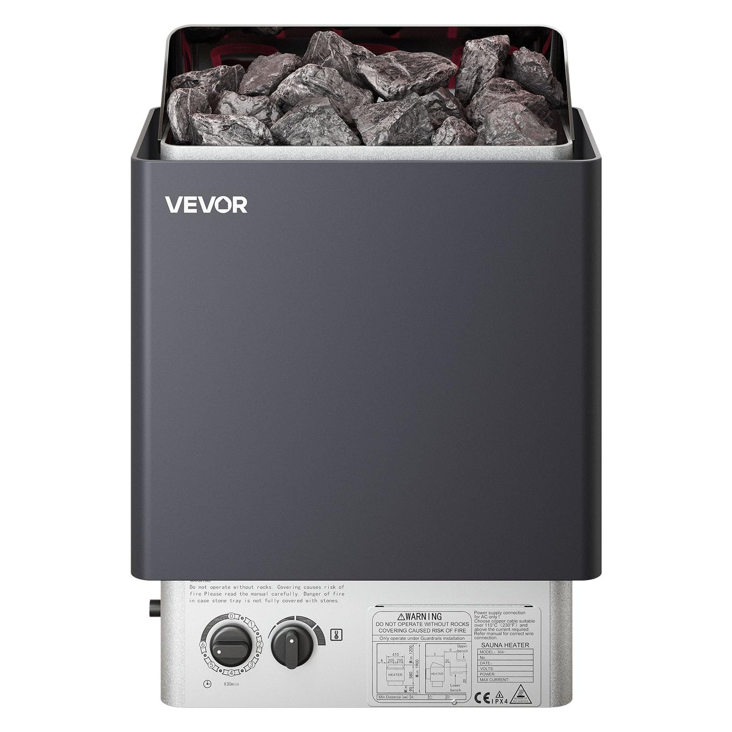 VEVOR Sauna Heater,220V Electric Sauna Stove, Steam Bath Sauna Heate 3h Timer and Adjustable Temp for Max. 176-318 Cubic Feet, Home Hotel Spa Shower Use (6KW) FCC Certification
