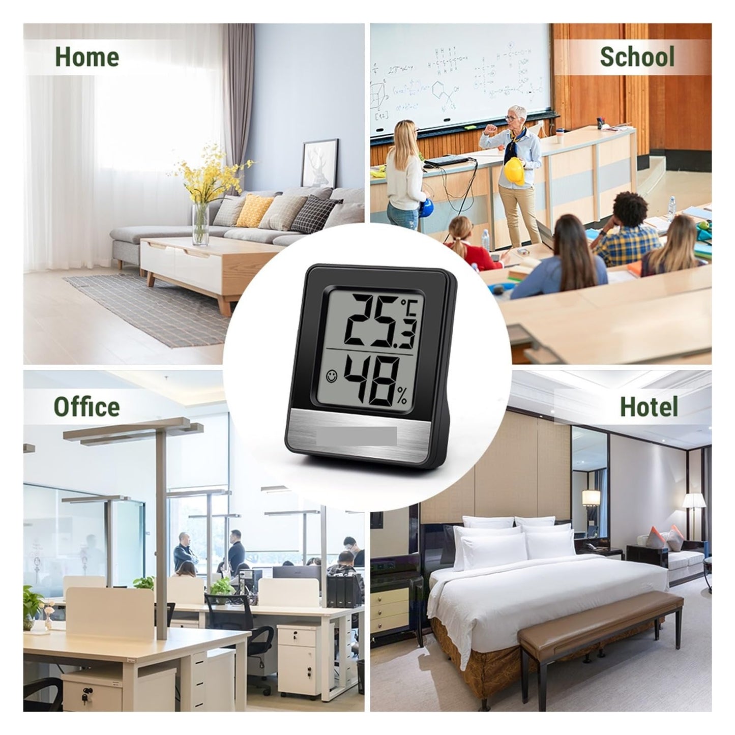 CVGfko Digital Thermometer Hygrometer Indoor Weather Station for Home Mini Room Thermometer Temperature Humidity Monitor,White