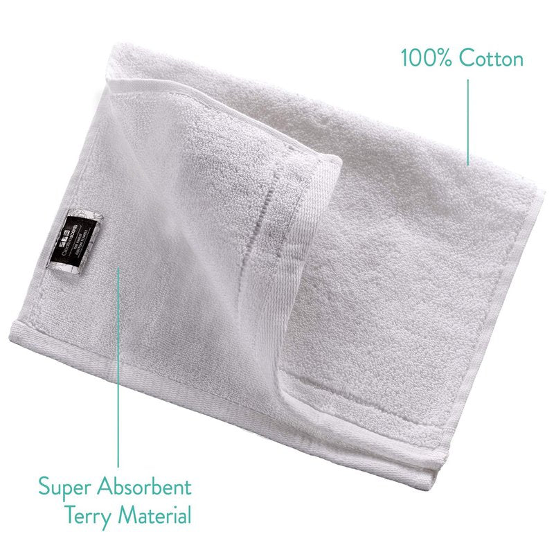 Creative Scents Cotton Fingertip Towel Set - 4 Pack - 11 x 18 Inches Decorative Extra-Absorbent and Soft Terry, Small White Hand Towels for Bathroom and Powder Room, Guest and Housewarming Gift