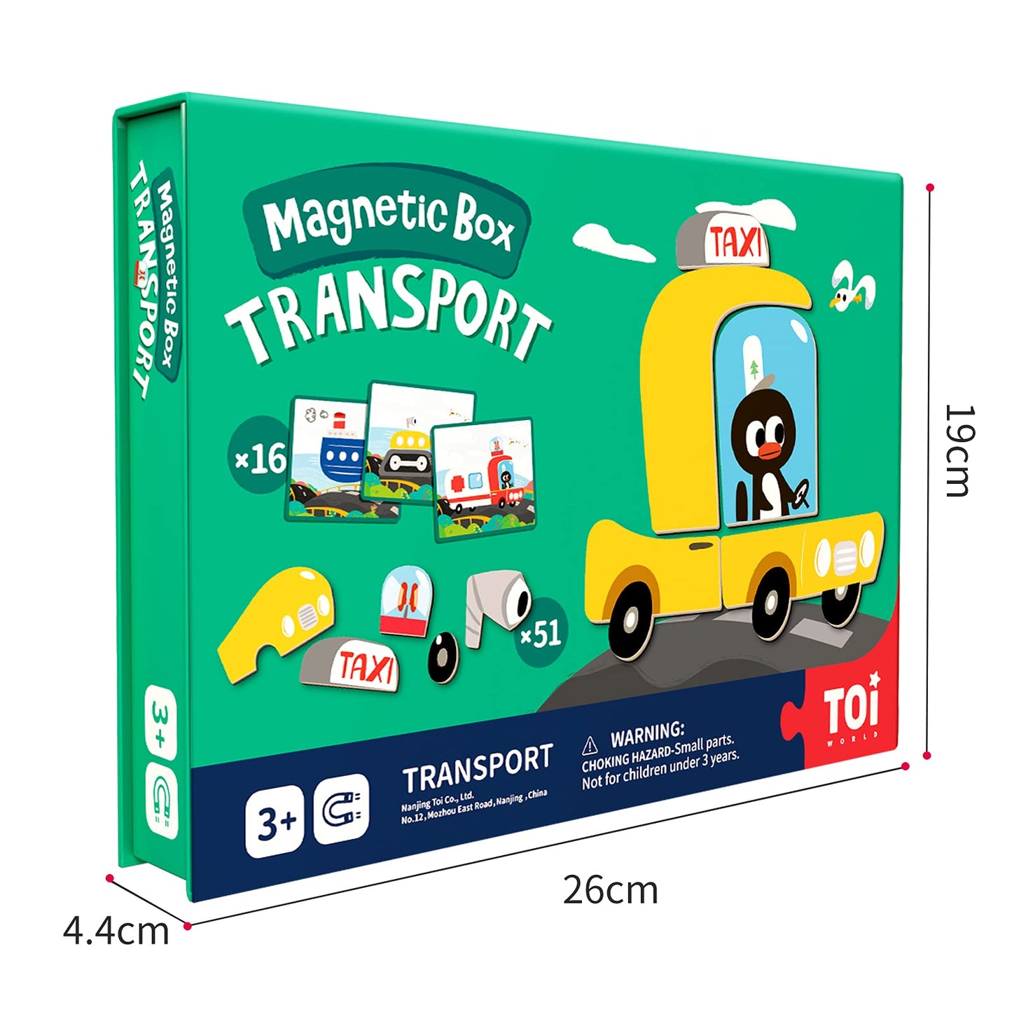 Toi Kids Magnet Toys Magnetic Jigsaw Puzzle Boxes with Game Board for Kids Ages 3-8, Portable Travel Game, Transport