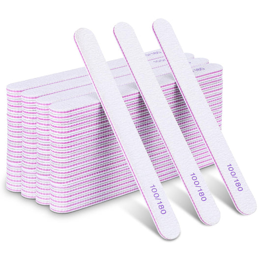 200 Pcs Nail Files, 100/180 Grit Double Sided Emery Boards, Reusable Washable Nail Files for Acrylic Natural Gel Nails, Professional Manicure Pedicure Tools for Home Salon