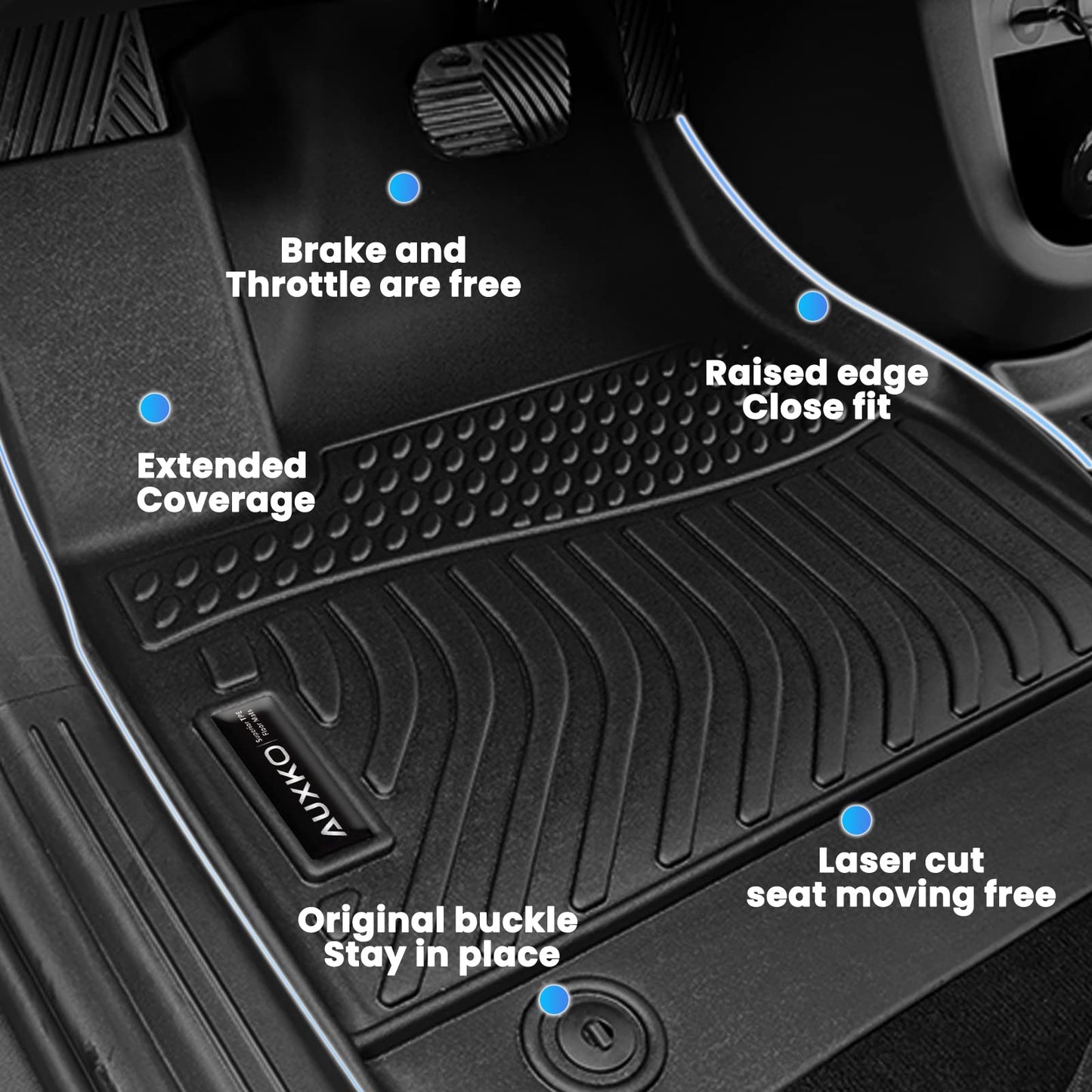 Auxko All Weather Floor Mats Cargo Mat Fit for Kia K5 FWD 2021-2026 & Hyundai Sonata (Only FWD & Gas) 2020-2026 TPE Liners Accessories Guard Odorless Anti-Slip All Season Black