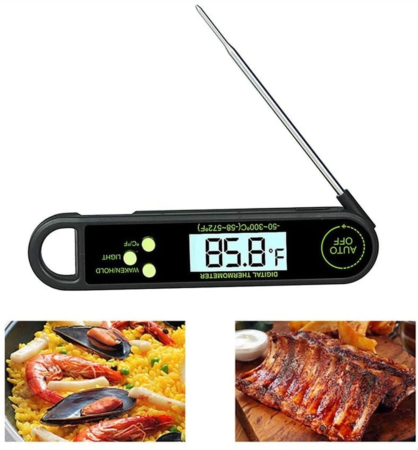 GIENEX Meat Food Thermometer for Grill and Cooking, Ultra Fast Instant Read Waterproof Digital Kitchen Thermometer Probe for Grilling BBQ Smoker Oil Deep Fry Candy