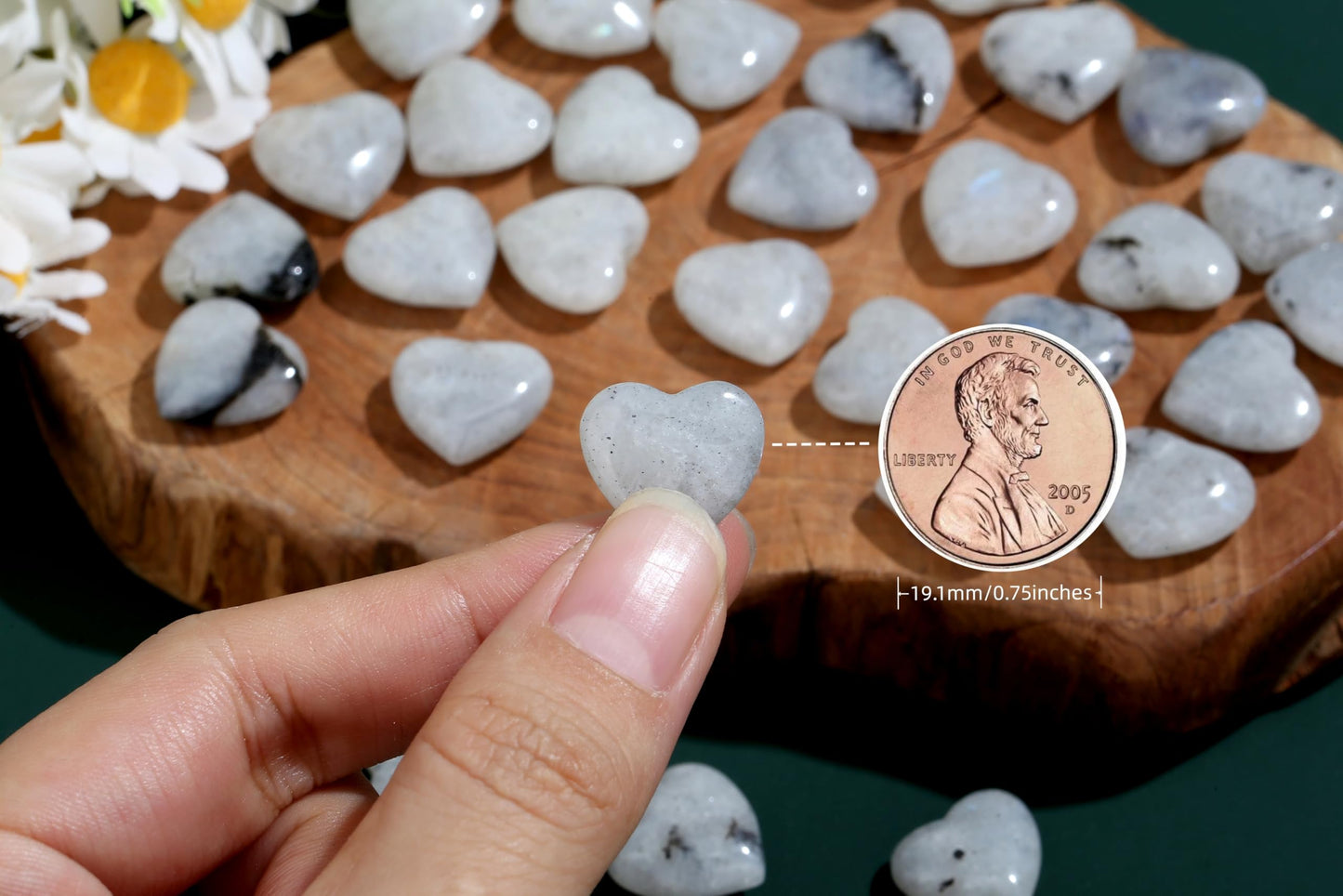 NUKAYAI 20PCS Moonstone Healing Crystals Set Stones Love Heart Shaped Polished Crystal Natural Cute Pocket Thumb Reiki Wholesale Set Gifts Balancing Meditation Mothers Day Bulk Gifts for Women