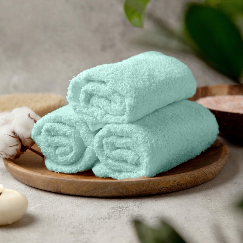 Towel and Linen Mart 100% Cotton - 12 Pack Wash Cloth Set - Flannel Face Cloths, Highly Absorbent and Soft Feel Fingertip Towels (Turquoise, Pack of 12)