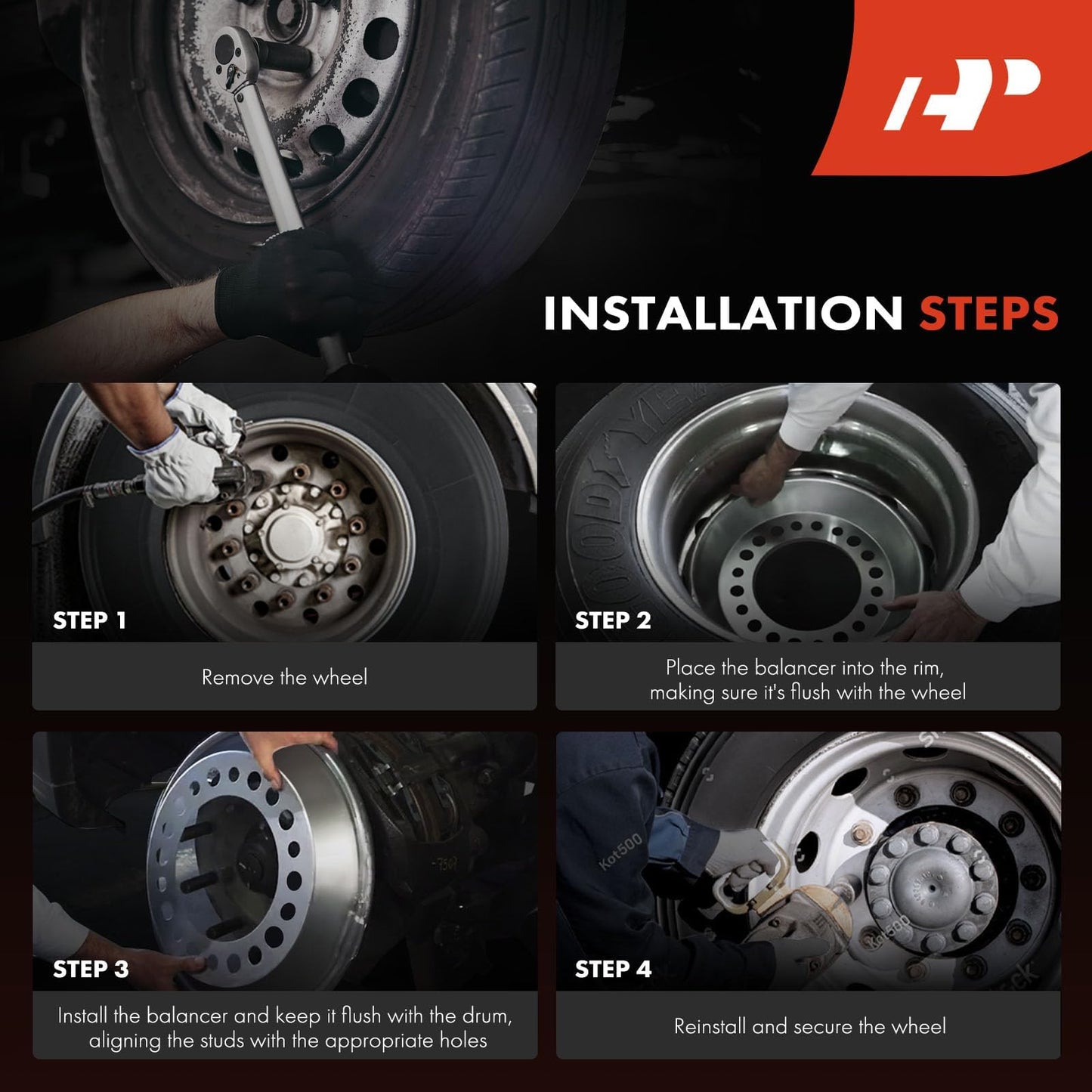 A-Premium 4Pcs Auto Wheel Balancer Compatible with Light Duty Trucks/Bus/Motorhome/Trailers/RVs Have 323 mm Wheel