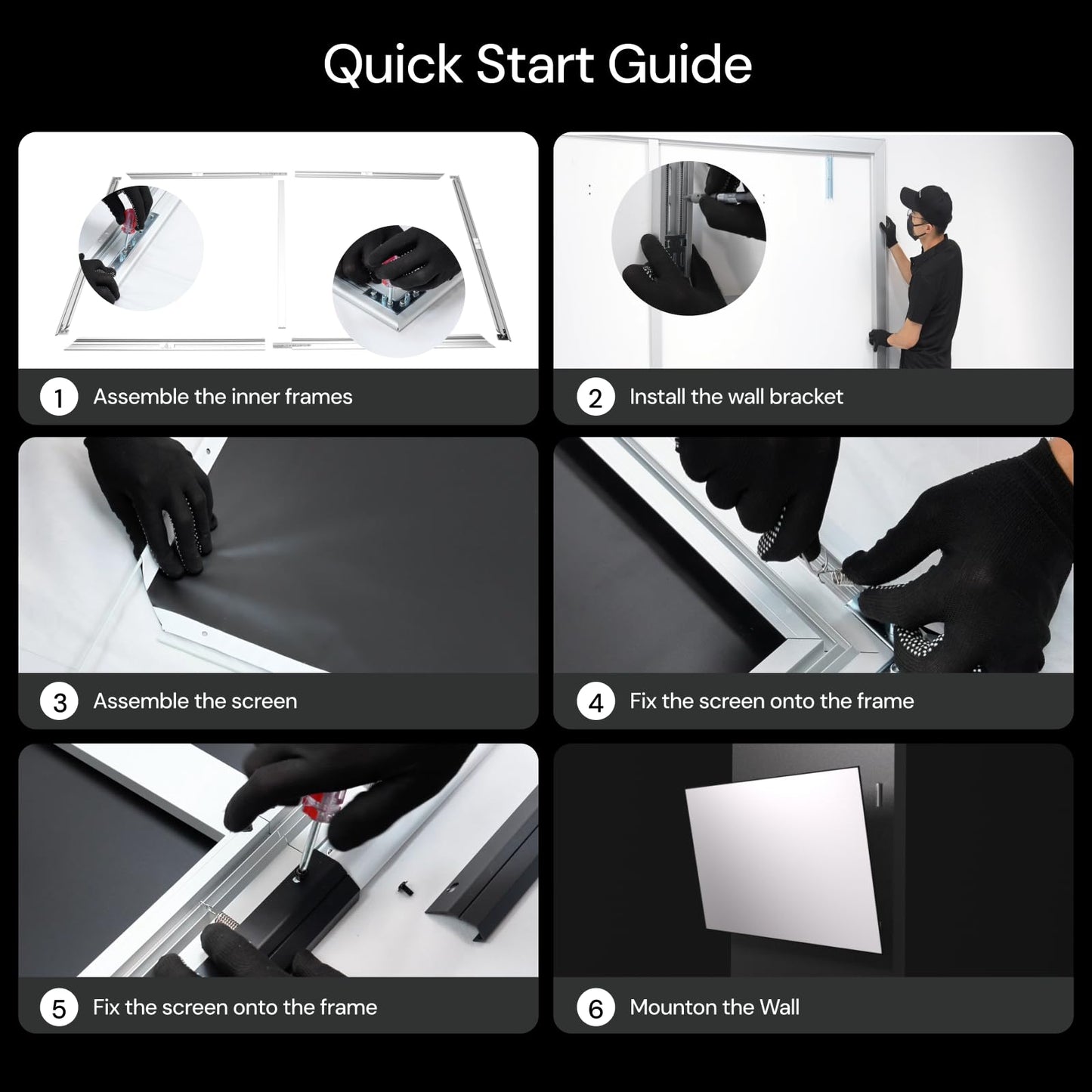 Valerion 120-inch Fixed Frame Projector Screen, 1.3 dB Gain, 80% PQE, 4K/8K Ultra HD, 3D Wall Mount Projector Screen, Works with Long Throw, Short Throw & Ultra Short Throw Projectors