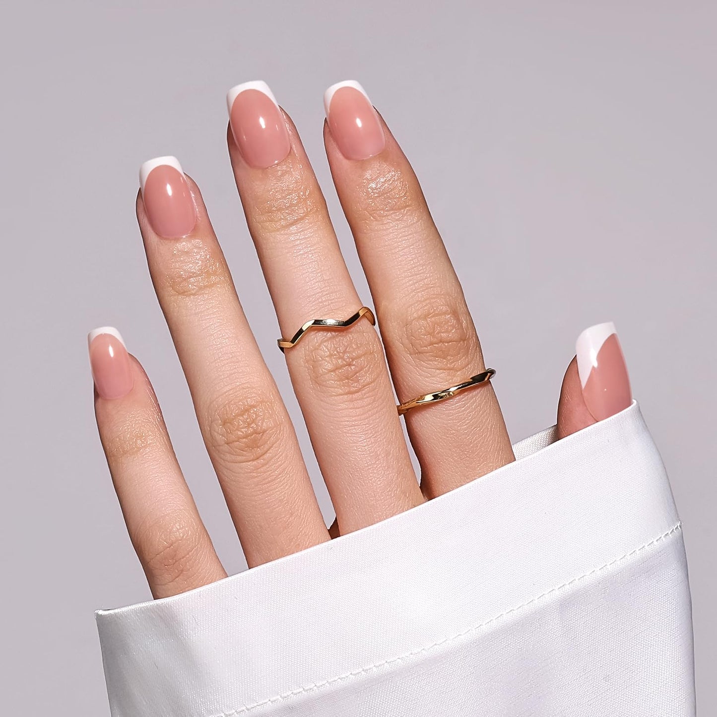 MelodySusie UV Nail Lamp MelodySusie Press-On Nails Short Square White French Tips