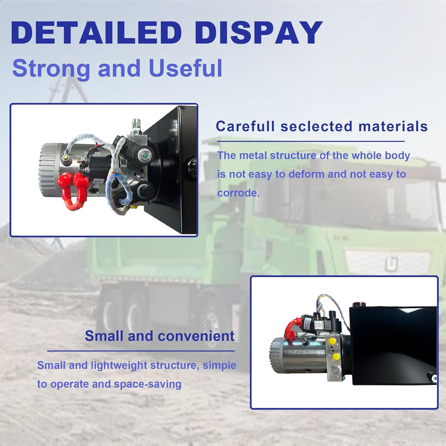 ParnicoTech Hydraulic Pump 6 Quart Double Acting Hydraulic Power Unit 12V DC, 3200 PSI Max Relief Pressure, Hydraulic Pump Dump Trailer Hydraulic Pump, SAE # 6 Port,Steel