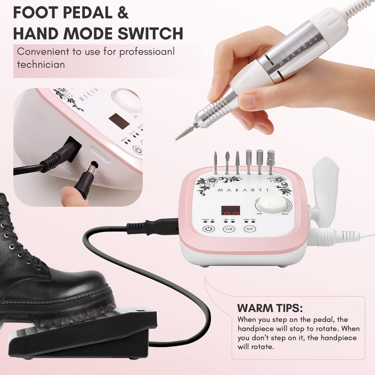 Makartt Nail Drill - Professional 35000RPM Electric Nail File Machine, Genesie Nail Efile with LCD Screen, Drill Bit Set for Acrylic Gel Nail Removing Shaping Polishing Nail Tech Salon Home DIY Use