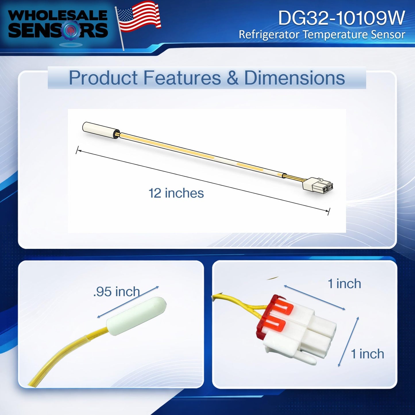 Replacement Samsung DA32-10109W Refrigerator Temperature Sensor 12 Month Warranty & USA Support