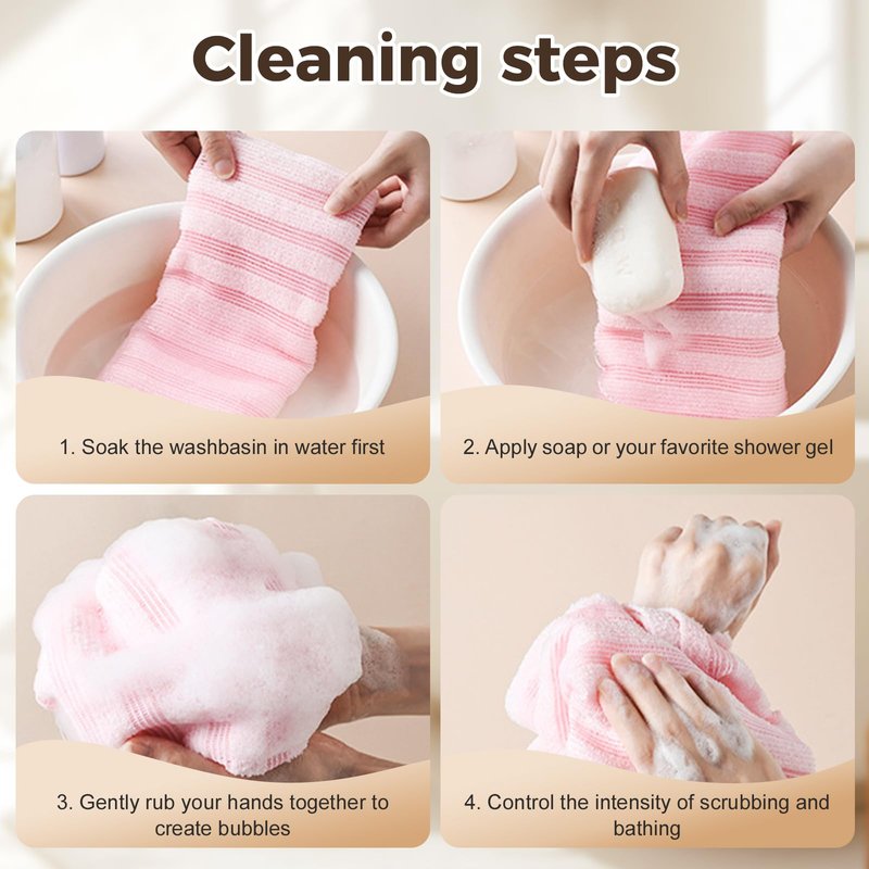 Exfoliating Shower Towel, 2026 New Soft Textured Exfoliating Bath Towel for Home, Rich Foaming Body Washcloth, Soft Foldable Back Scrub Towels, for Cleaning Body Skin (3SET1)