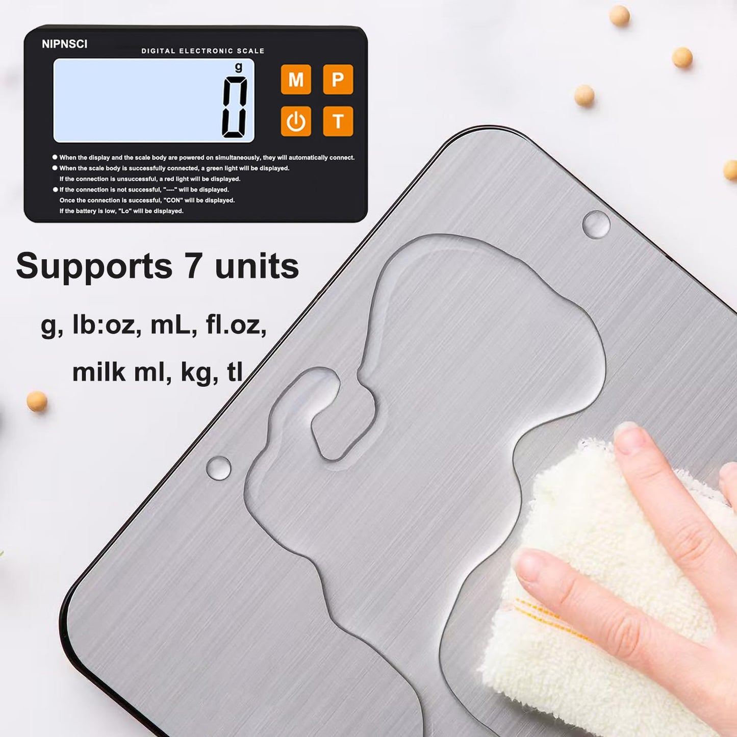 NIPNSCI MagiCling Split Smart Food Kitchen Scale – 1g Precision, 22lb/7 Units, Detachable Magnetic Display & Ultra-Slim 14mm Design for Weight Loss, Baking, Cooking, Dieting, Meal Prep