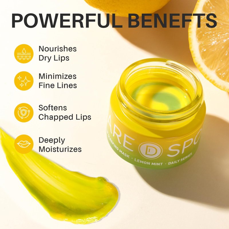 SPODARE Lemon Lip Mask, Hydrating Overnight Lip Sleeping Mask, Lip Moisturizer for Dry Cracked Lips Care, Dual-Color Lips Balm for Nourishing and Softening Lips, Minimizes Fine Lines - 12g