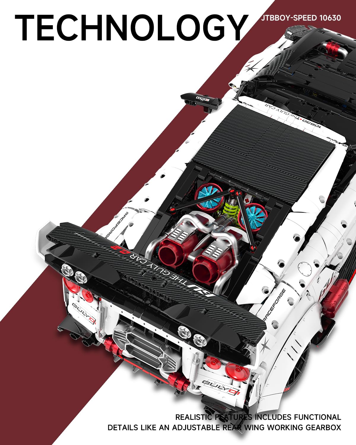 JTBBOY 1:8 Scale Race Car Building Set for Adults, Model Kit for Adults to Build, Collectible Car Building Kits, Supercar with Authentic Features,Display Model for Home or Office(3939PCS)