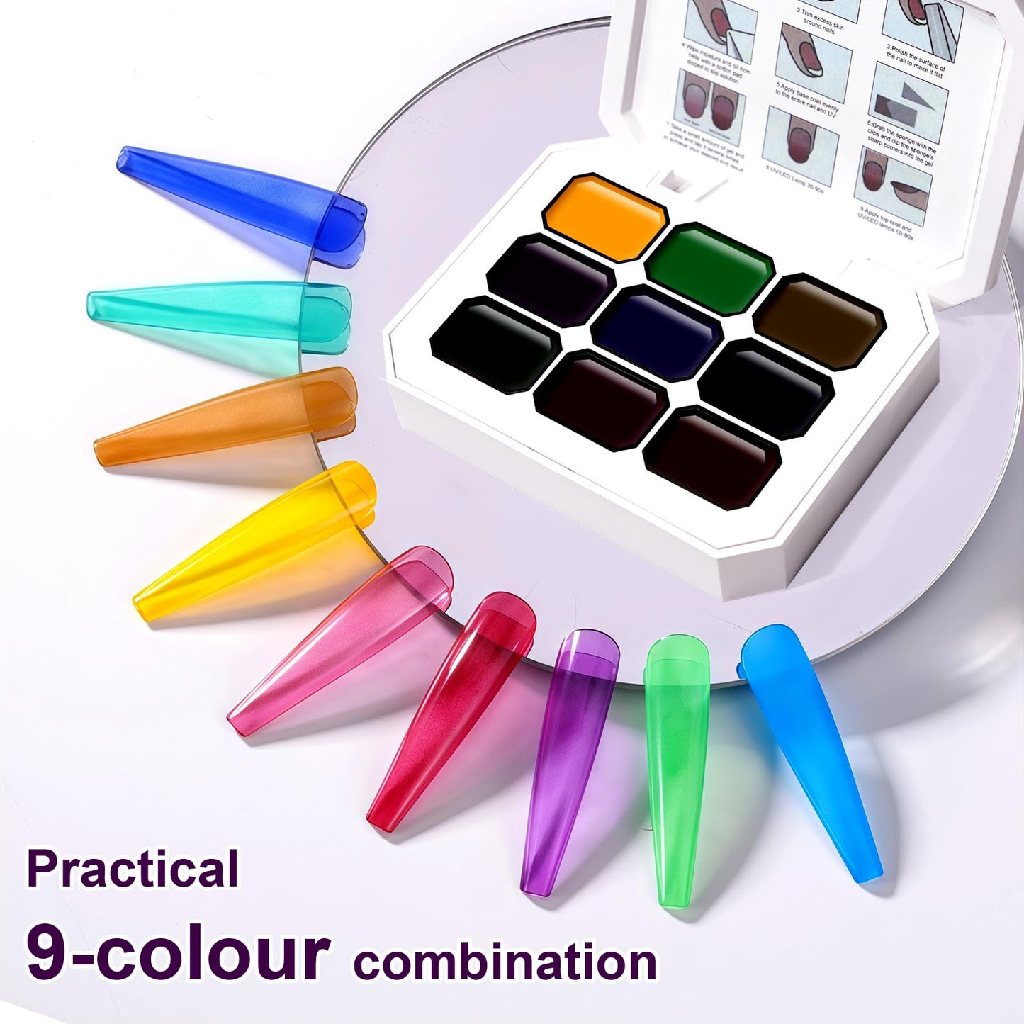 U-Shinein Gradient Painting Gel, 9 Colors Ombre Gel Nail Polish Glazed Colors for Pigment Pat Aura Nails French Manicure Soak Off UV Long-lasting High-glossy Home Nail Salon Dopamine Fructose